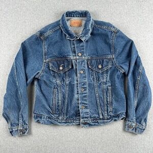 Vintage‎ 80's Levi Jean Jacket Denim Trucker Blue Size 48R Made in USA